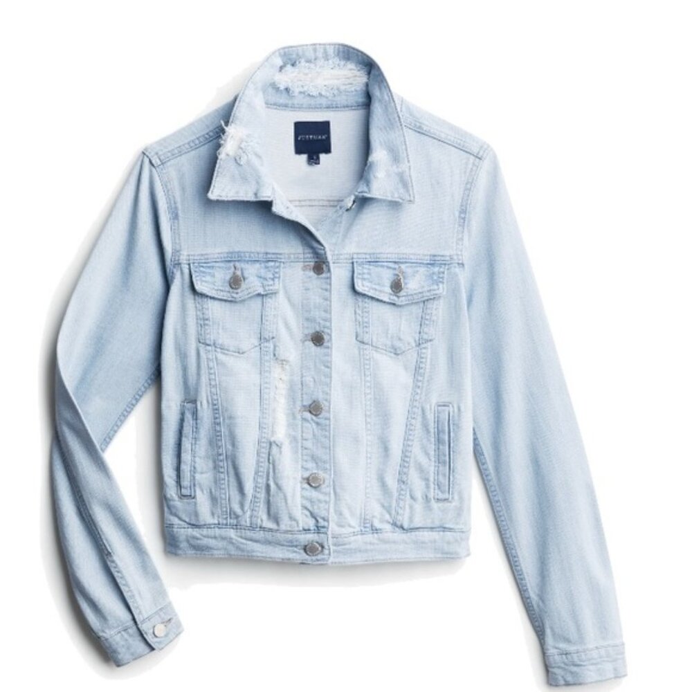 Just USA Hadid Light Wash Distressed Denim Jacket | Classic Jean Jacket | Sz XXL